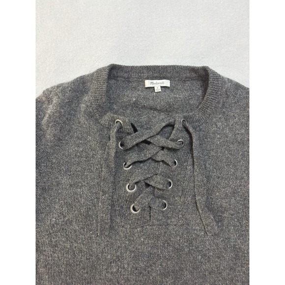 New Madewell Sweater Dress Women's M Gray 100% Merino Wool Lace Up NWOT - Picture 3 of 8
